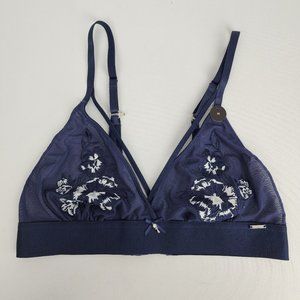 2 for 1 item La Vie en Rose Navy Embroidered Flower Bralette Size M